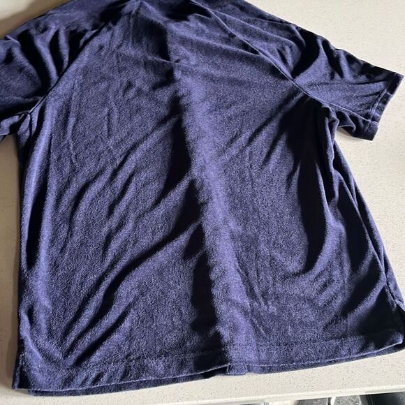 Fabletics Navy Terry Cloth Button Down Short Sleeve Shirt Mens M - Picture 4 of 7